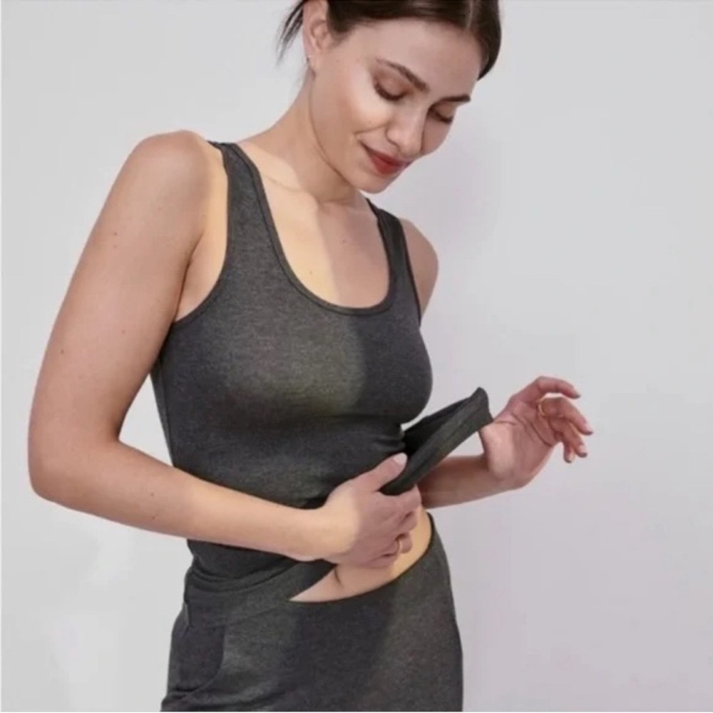 Lunya Restore Dark Gray Sleeveless Base Tank Top